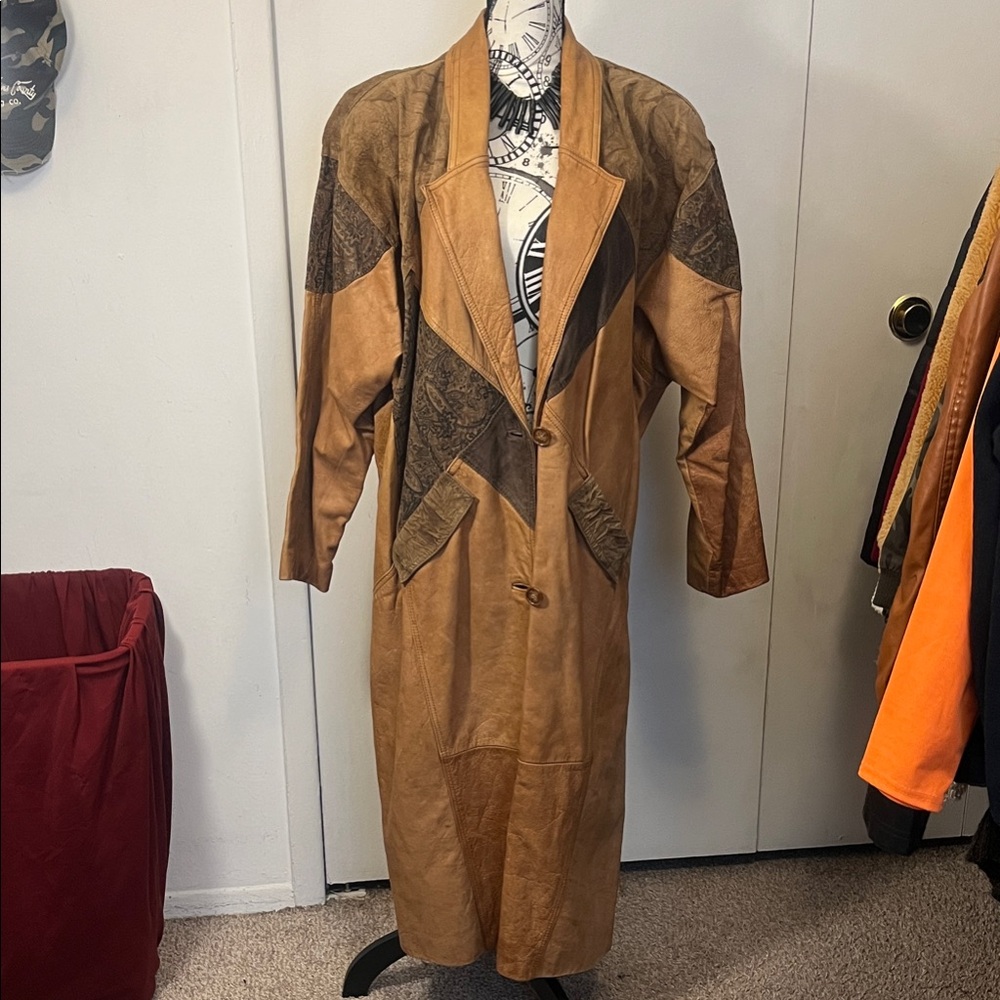 Vintage Brown Leather Coat